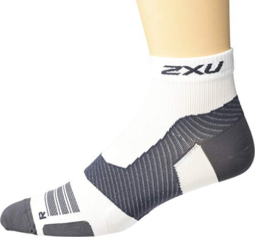 2XU UK Vectr Ultralight Cushion 1/4 Crew, Calze Uomo, White/Grey, XL