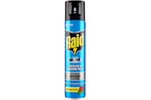 Raid Mosche e Zanzare, Spray Insetticida, Antizanzare e Antimosche, Azione Rapida, 12 x 400 ml