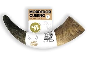 BIMORDISCOS PET PRODUCTS BIMORDISCOS Cuerno de Vaca/Toro Natural para Perros | Mordedor Perro | Huesos para Perros | Juguetes para Perros (Pack 2 x L)
