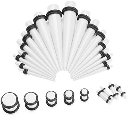 SROVFIDY Ear Stretchers Starter Kit 36PC Taper Kit with Plugs Double O-rings 14G-00G Stretching