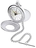 Fluorescent watch hands Half Hunter Style Pocket Watch Alarm with Albert Chain Leather Case - Gift Box