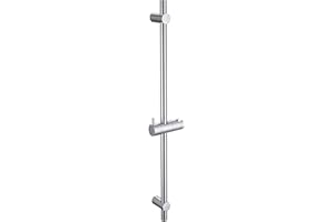 DETBOM Asta Doccia 70cm in Acciaio Inox Con Supporto per Soffione Girevole a 360° e Regolabile, Barra per Adattarsi ai Fori Esistenti - Cromo
