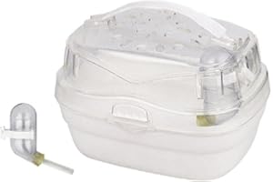 LAMALA Tragetasche für Hamster, Transportkäfig, Kleintiere, tragbarer Reisekäfig mit Wasserflasche, Meerschweinchen, Transporttasche