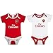 Arsenal FC Official Football Gift 2Pk Home Away Kit Baby Bodysuits Red White
