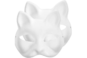 TOYANDONA Maschere Bianche Fai Da Te Per Bambini 2 Pezzi Maschera Dipinta a Mano Per Gatti Materiale Carta Sicuro E Leggero Ideale Per Attività Creativa E Decorazioni