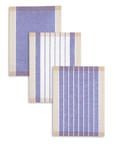 3-er Pack Jacquard Geschirrtuch, Halbleinen, TRIOLINO®, Streifen sortiert, blau, 50x70cm