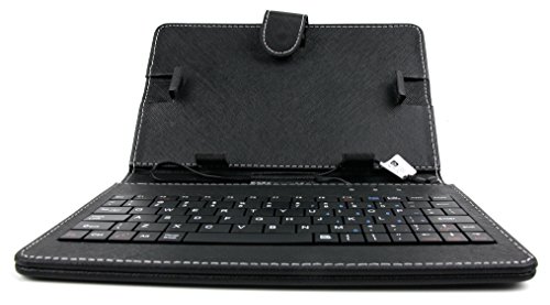 Schwarze Schutzhülle Etui Tasche Case mit Clips, handgefertigt aus Premium Lederimitat mit integrierter Tastatur / Keyboard für SAMSUNG Series 7 Slate PC | Galaxy Tab GT-P5200 Tablets – ENGLISCHE QWERTY Belegung - 4