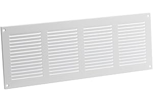 EUROPLAST 400x150mm Griglia di Ventilazione con Zanzariera - Griglie D'Aerazione in Metallo - Acciaio, Bianca