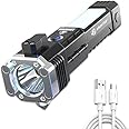 JAMUNESH ENTERPRISE Torch Light ,3W LED Tactical Flashlight Rechargeable Torch,Long Distance Beam Range Car Rescue Torch with Hammer Window Glass and Seat Belt Cutter Built (8 in 1 LED Torch)