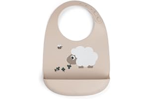 Done by Deer Silikon Lätzchen Baby 1- oder 2-Pack - Weiche Wasserdichte Baby Lätzchen mit Praktischer Auffangschale - im Nacken Verstellbar - aus 100% Silikon in Lebensmittelqualität