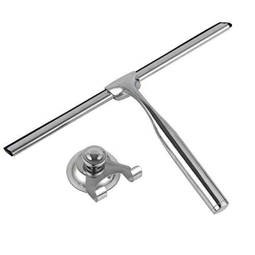 Anokay Duschabzieher – Edelstahl Badezimmerwischer Duschwischer Fensterabzieher mit Silikon-Wischlippe Inkl Wandaufhänger Befestigen ohne bohren - 2