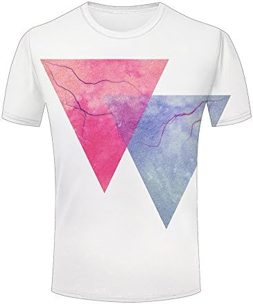 qianyishop Mens 3D Printed Casual T-Shirts Nice Red and Blue Triangles Graphic Crewneck Short Sleeve Couple Tees XL