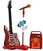 Produktbild Rock-Gitarre mit Stahlsaiten, Verstärker, verstellbare Stativ und Mikrofon - Rockgitarre für Kinder - Kinder-Gitarre - Rock Guitar - Spielzeug-Gitarre - Gitarre mit Spielfunktionen - Kleinkind Musikinstrument - erste Gitarre für Kleinkind - ROT