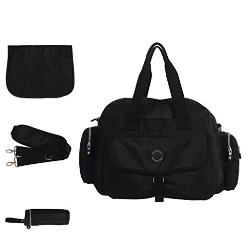 LCY Large Capacity 3 Piece Tote Baby Nappy Changing Diaper Bag Black