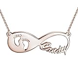 Soufeel Unendlichkeit Namenskette mit Baby Fußabdrücke 925 Sterling Silber mit Rosegold