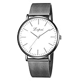 Dorical Armbanduhr für Damen, Analog Quarz mit Mesharmband Edelstahl Ultra-flach Slim-Uhr Muschelmuster Zifferblatt für Frauen, Freizeituhr, Modischuhr, Günstiguhr Leicht zu Verwenden(E)