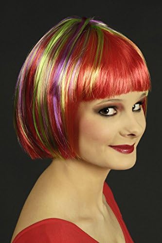 Wig for Adults Bob "Gigi" Streaked Red-Purple-Green
