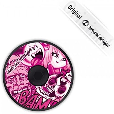 A- Head Plug ,, dec : kel ' Stickerbomb pink - cover for fork - steerer - bicycle fork - fork - MTB - Bike