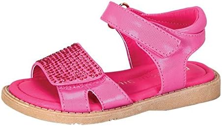 Little Girls Fuchsia Glitter Studded Accents Velcro Strap Sandals 10 Toddler