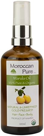 Moroccan Pure Marula Oil Cold Pressed &amp; Extra Virgin Marula Oil - Powerful Natural Facial Serum Packed with Antioxidants, Vitamins, Minerals &amp; Essential Fatty Acids for Radiant, Smoother &amp; Plumper Looking Skin - 100ml - Made in Namibia