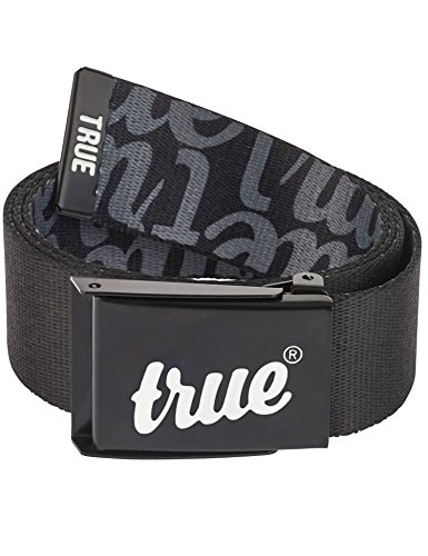 TRUE VISION Mens Black Canvas Webbing Belt - Reversible with Bottle Opener & Box
