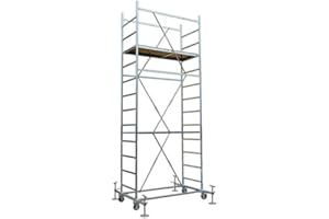 PISCOPIELLO Échafaudage de travail à 5,10 m avec plateau et niveleurs | Modèle MAXI TRIS PLUS