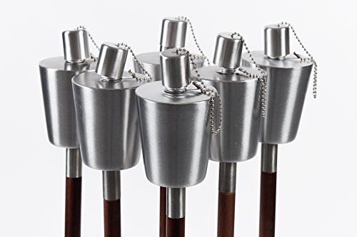 Fackel Gartenfackel 902 Ölfackel Edelstahl Metall Holz 110 cm silber - 3