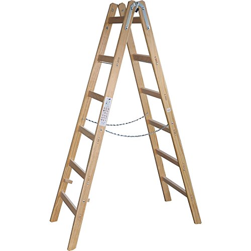 Holzleiter Stehleiter 189cm - 6 Sprossen -Malerleiter Holzstehleiter - DEWEPRO/x-tools