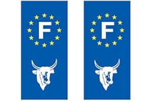 MYGOODPRICE Lot de 2 sticker plaque immatriculation voiture logo régionaux Tête de taureau