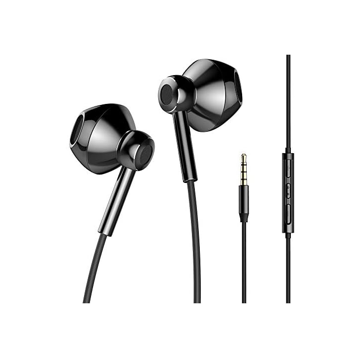 Linklike QUAD Dynamic Driver Hi-Res Extra Bass Earbuds Headphones Wired Earbuds with Microphone 