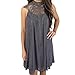 Price comparison product image Internet Women Lace Hollow Out Sleeveless Evening Party Mini Dress (Asian XL, Grey)