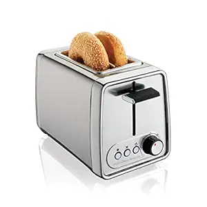 Hamilton Beach Metal 2 Slice Wide Slot Toaster, Bagel & Defrost Settings, Bun Warmer, Shade Selector, Toast Boost, Slide-Out Crumb Tray