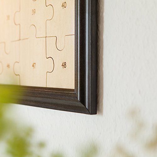 Hochzeit Puzzle zum Bemalen im Bilderrahmen aus Echtholz – Puzzle zum Aufhängen mit 48 Teilen – Originelles Hochzeitsgeschenk- Kreative Idee für ein Gästebuch – 65 cm x 50 cm x 2 cm - 3