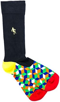 Quiet Rebellion Men's Socks, Luxury Combed Cotton Embroidered Logo Office Socks (Large (UK 9-13), Rubik)