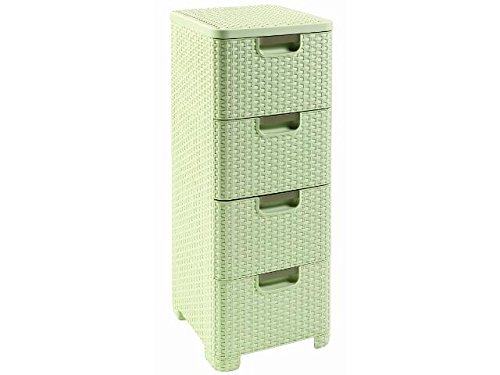 Curver 209907 Storage Drawer Tower Wicker Look Polypropylene 4 x 14 L