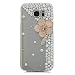 Produktbild Galaxy Note 8 Hülle, STENES Strass [3D Handgefertigt] Diamant Serie Schutz Handy Tasche Kristall Hülle für Samsung Galaxy Note 8 mit Retro Anti Staub Stecker - Große Blumen / Achat