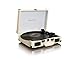 Price comparison product image Classic Phono TT-11 Leather Vinyl Record Player Suitcase Turntable with Built-in Stereo Speakers and Bluetooth Playback - White