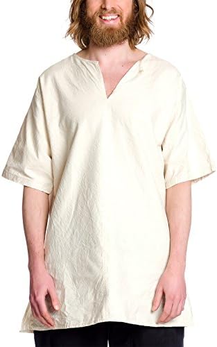 Medieval Men Tunic Short Sleeves Nature Cotton - L
