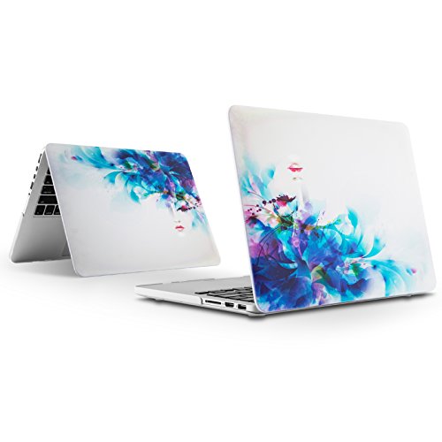 E-Tree MacBook Pro 13 Retina Hülle Schale, Ultra Slim Hartschale Tasche Cover Shell, Tastatur Abdeckung Schutzhülle für Apple MacBook Pro 13.3 Zoll mit Retina Display Modell:A1502 und A1425 – Blaues Blumen - 3