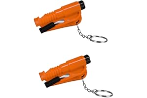 GADIRIA Martillo Rompe cristales y cortador de cinturón de seguridad - 2 Unidades - Martillo de Seguridad para emergencias indispensable en su Coche Que Incluye Silbato para Pedir Ayuda a Distancia. (Naranja)