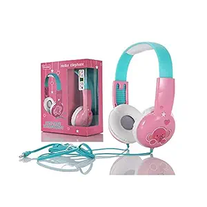 Cute Wired Headset for Kids Boys & Girls Cute Animation Printed Headphone with Volume Limiting Technology (Pink & Purple)