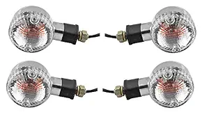 A2D Orginal Style OEM Bike Turn Inidicators Clear Glass Amber Light Set Of 4 For Bajaj Boxer AT