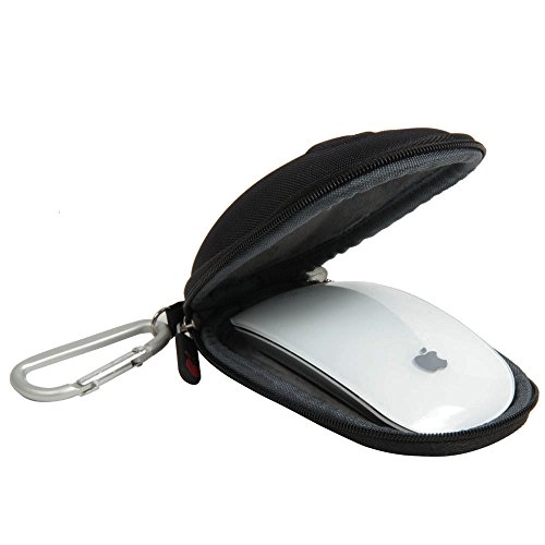 Hermitshell Travel Hart EVA Lagerung Tasche Schutz hülle Etui Tragetasche Beutel Compact Größen und karabiner für Apple Magic Mouse Maus I und II 2nd Gen und Karabiner Schwarz Nylon - 2