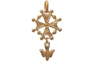 LES PLAISIRS DE STELLA Pendentif en Plaqué Or - Croix Protestante - Bijoux Femme Homme Mixte
