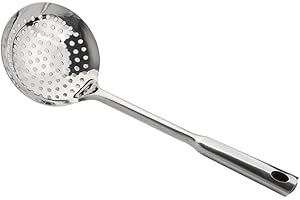 GENERIC Skimmer Slotted Spoon with Ergonomic Handle Comfortable Grip Stainless Steel Oil Strainer Cooking Spoon Strainer Ladle for Kitchen Frying Food Pasta Spaghetti & Noodles