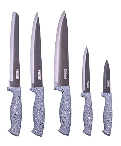culinario 5-teiliges Granit-Optik Messerset in grau, Klinge mit Titanium-Veredelung