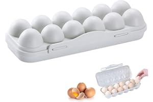 YANJINGHE 12 Griglia Porta Uova da Frigorifero, Contenitore per Uova, Porta Uova Plastica, Contenitore per Uova in Plastica, Vassoio Porta Uova, Portauova Impilabile con Coperchio per Esterno, Casa, Picnic