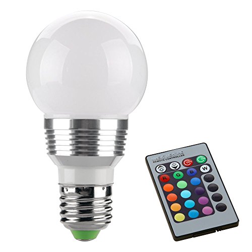 Wanway de aluminio 16 que cambia la bombilla del RGB LED del cambio de la lámpara E27 3W + teledirigido