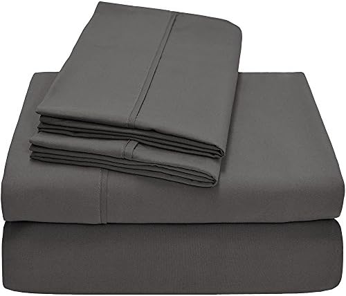 Max 600 Thread One Fitted Sheet & Two Pillow Case Elephant Grey Solid Small Double (One Fitted Sheet 120 X 190 + 30 Cm Drop & 2 Pillow Case 75 X 50 Cm) …