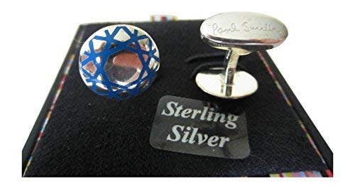 Preisvergleich Produktbild Paul Smith Sterling Silber Manschettenknöpfe Verschiedene Ausführungen - rund / blau ätzung, One size